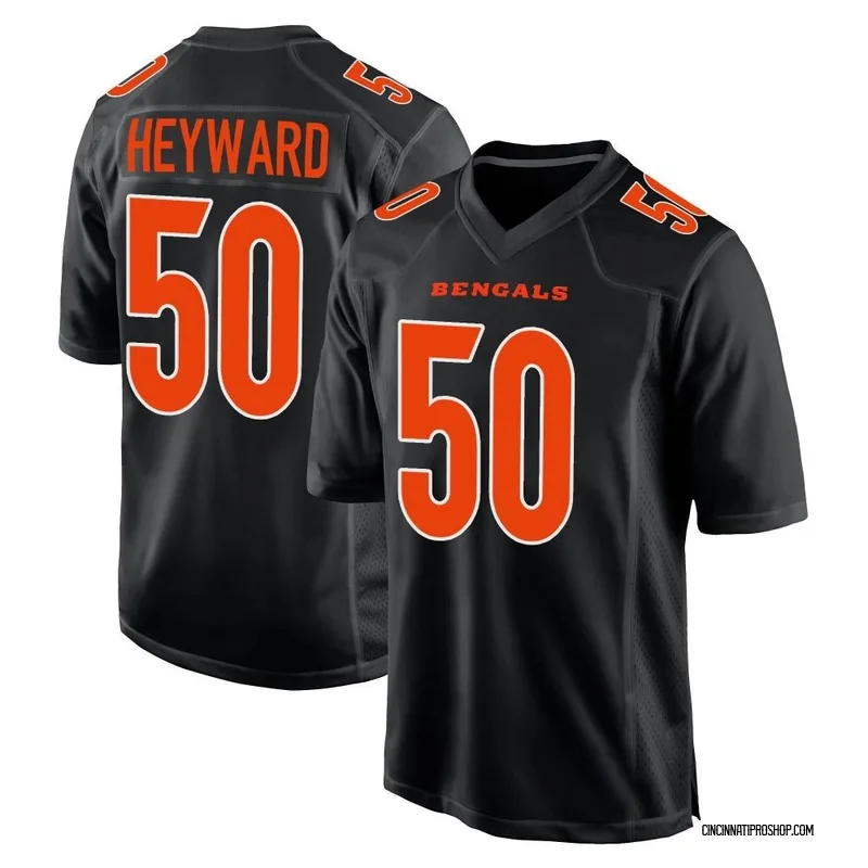 Men's Nike Shaka Heyward Black Cincinnati Bengals Team Game Jersey Size: Small