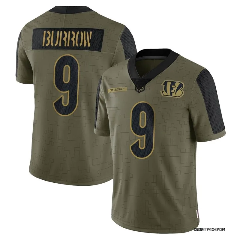 Olive Men's Joe Burrow Cincinnati Bengals Limited 2021 Salute To Service  Jersey