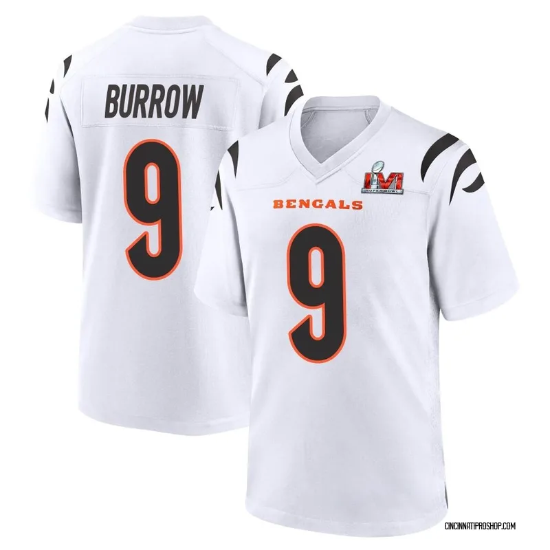 Nike Cincinnati Bengals 9 Joe Burrow White 2022 Super Bowl LVI Vapor  Limited Men Jersey