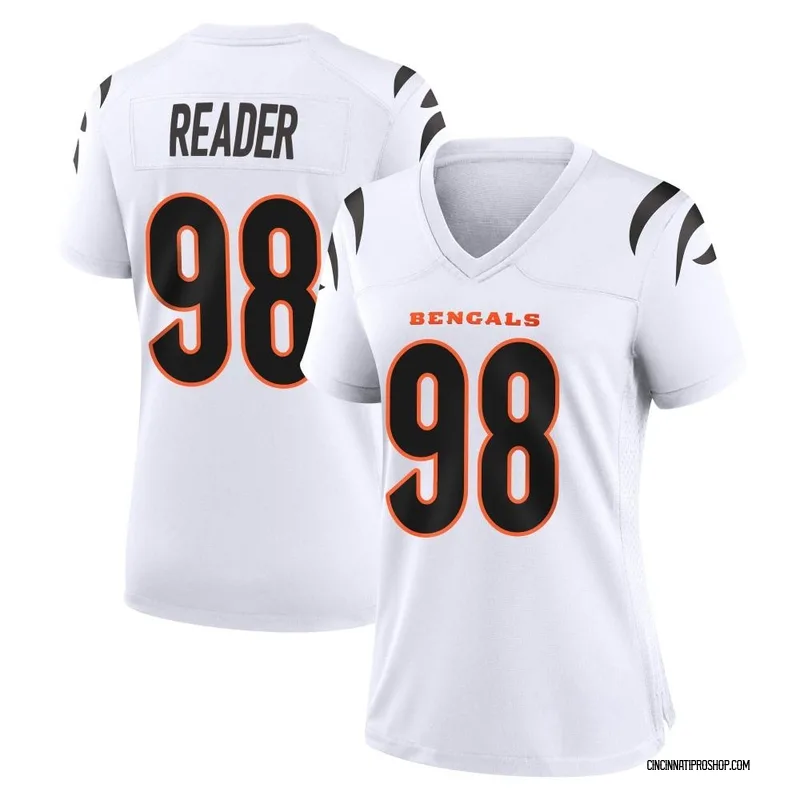 D.J. Reader Cincinnati Bengals Game-Used #98 White Jersey vs. Baltimore  Ravens on October 24 2021