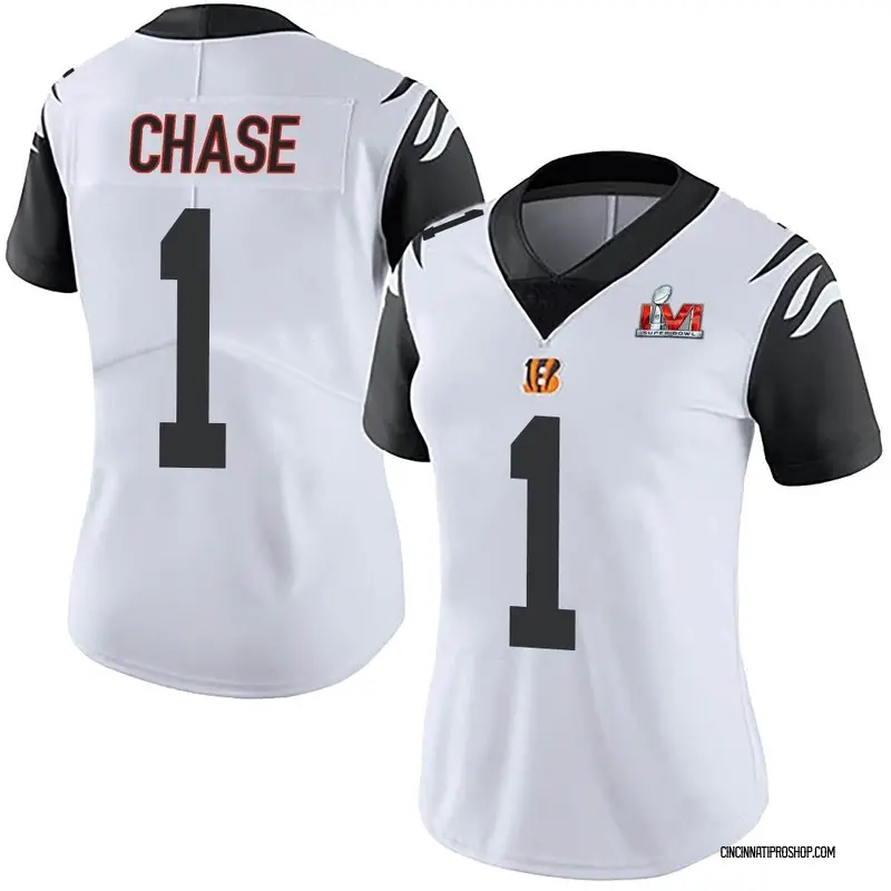 White Women's Ja'Marr Chase Cincinnati Bengals Limited Color Rush Vapor  Untouchable Super Bowl LVI Bound