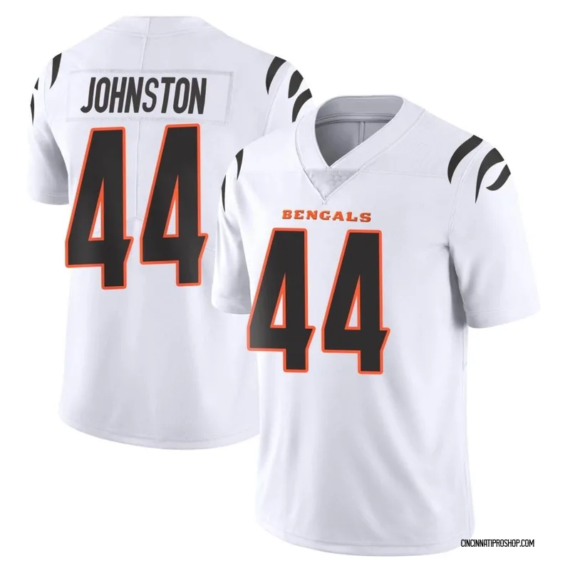 Clay Johnston White Cincinnati Bengals Game-Used #44 Jersey vs. Kansas City  Chiefs on January 30 2022