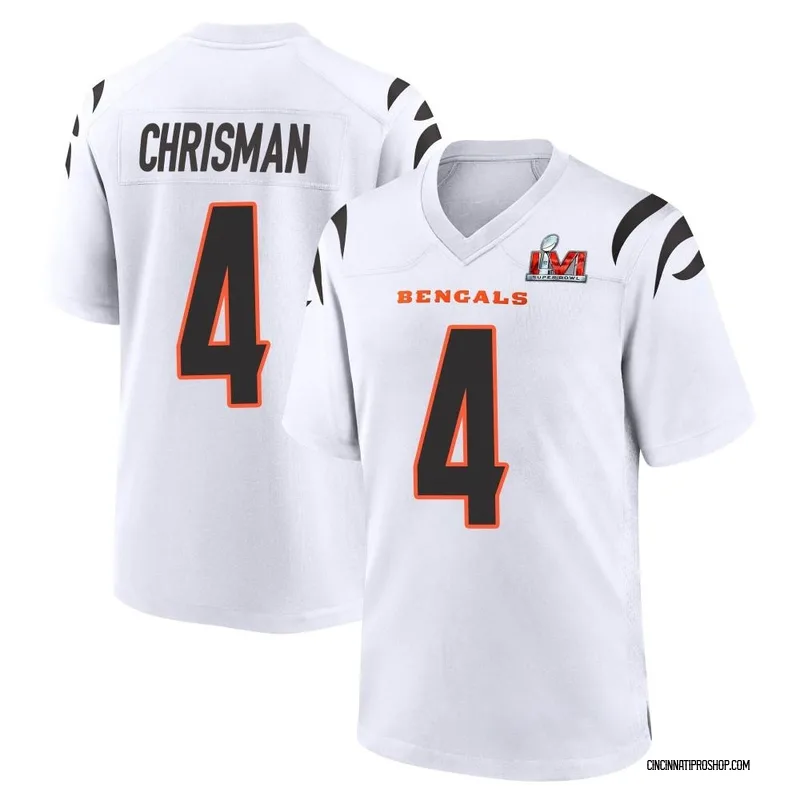 Drue Chrisman 4 Cincinnati Bengals Super Bowl LVII Champions Youth Game  Jersey - White - Bluefink